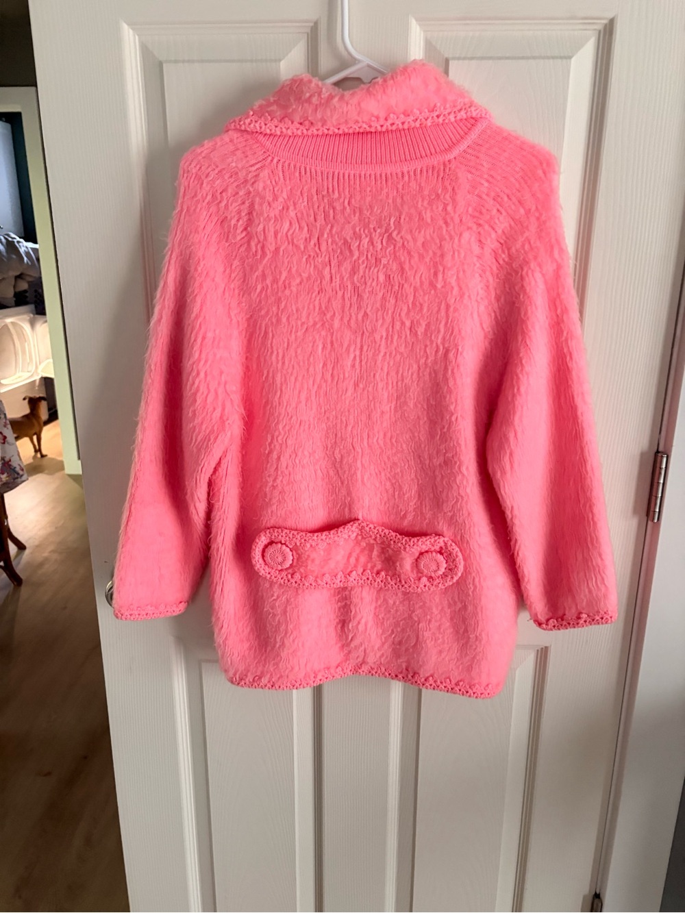 Vintage Plush Pink Jacket with Shawl Collar - Picture 2 of 5